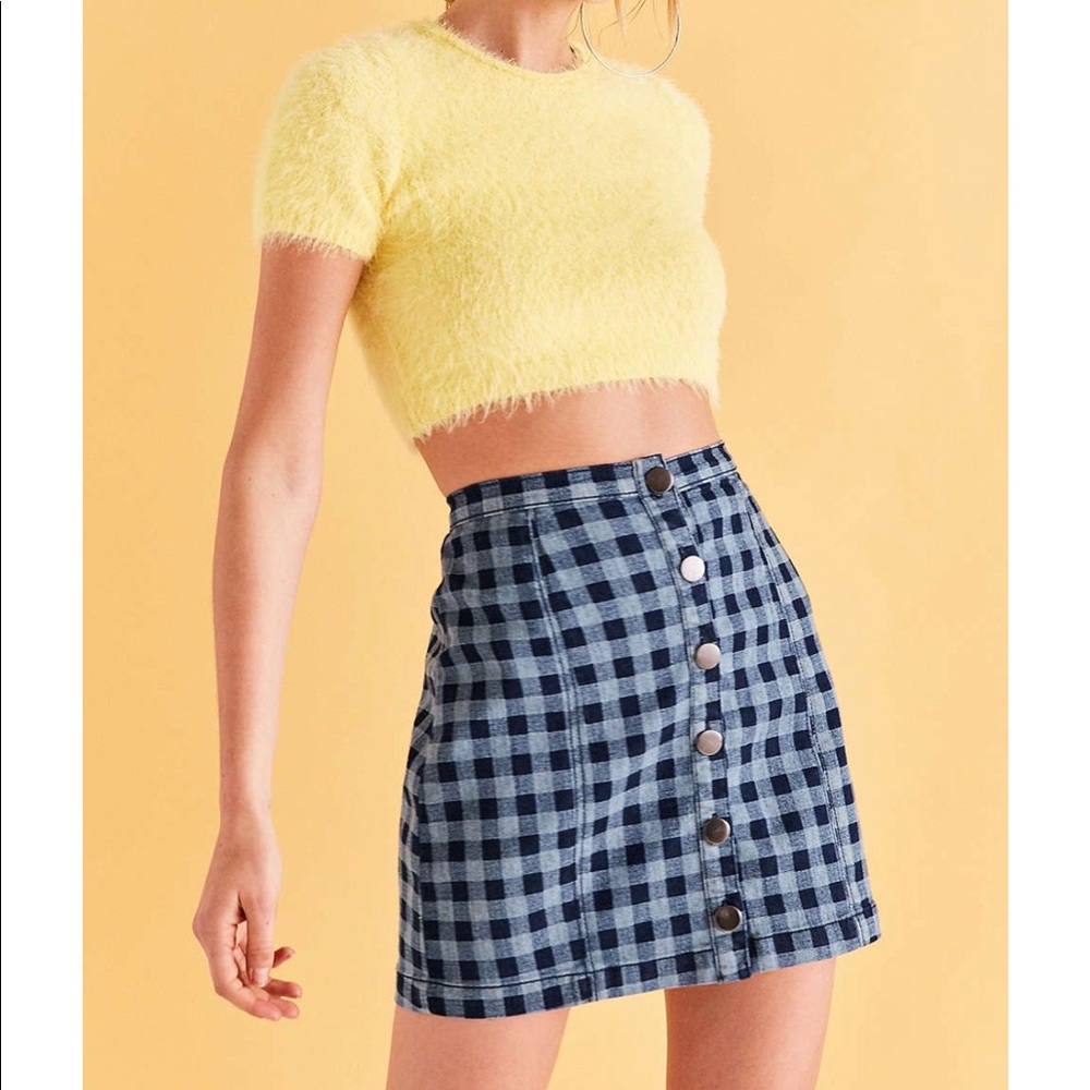Printed twill button skirt